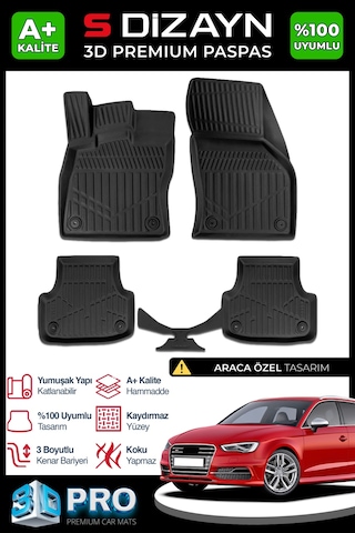S-dizayn Audi A3 3d Pro Havuzlu Paspas 2020 Üzeri A+ Kalite
