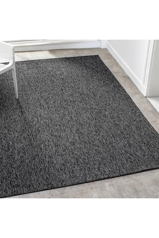 Düz Antrasit Siyah Jüt Görünümlü Modern Halı - L663anbo