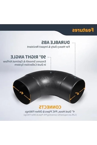 Açılı Toz Hortumu Bağlantısı - 10.2 Cm, 90 Derece 0 - 10 CM