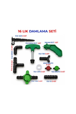 16' Lık Damlama Sulama Seti 187 Parça Bahçe Sulama Sistemi Seti Damlama Hortumu Set İçeriğinde Yoktur