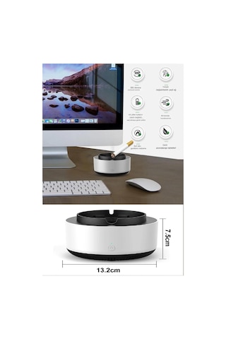 Araç Ev Ofis Dumanı İçine Çeken Kül Tablası Akıllı Kokusuz Küllük Duman Filtreli Hava Temizleyici