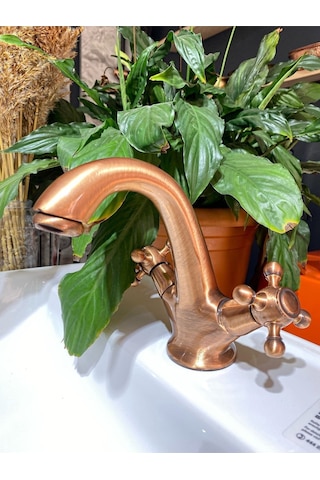 İsaoğlu Yapı Mat Bakır Bronz Lavabo Bataryası Eskitme Lavabo Musluk Bronz Musluk Premium Design Bakır