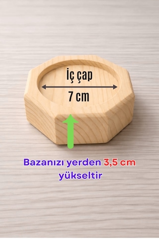 Doğal Ahşap Baza Ayağı Yükseltici 3,5 Cm Yükseltir Robot Süpürge Uyumlu Oyuklu Takoz 1 Adet Çam