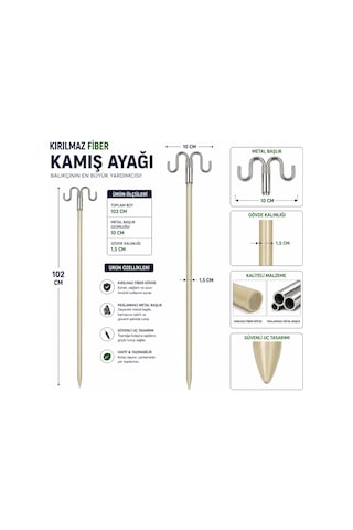 Hedyex Kırılmaz Fiber Kamış Ayağı 102 Cm Çift Başlıklı Olta Tutucu 4 Adet