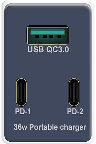Konesam 3 Lü Usb-c + Usb Şarj Aleti, Pd Ve Qc3.0 Hızlı Şarj, 36w Toplam Güç, İngiliz Standartı, Taşınabilir Adaptör
