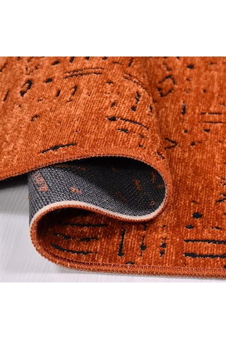 Çam Halı Crea Decolux Vena 8010 Kiremit Özel Kaymaz Tabanlı Pamuk Dokuma Kilim - 80x150