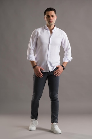 Modtime Slimfit Gofre Kumaş Yaka Düğmeli Uzun Kol Erkek 001