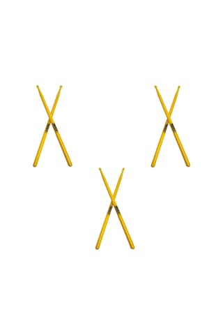 Midex Gfk-801yl-3x 5a Bateri Baget Kırılmaz Polyemid Sarı Renk Davul Bageti 5a Drumsticks 6 Adet 3 Çift