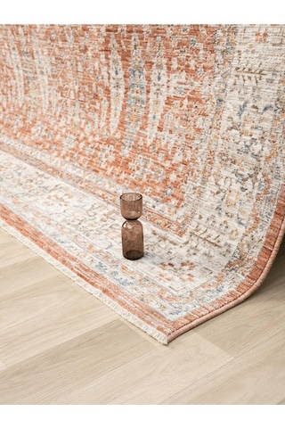 Mariesse Home Vintage Eskitme Desenli Makine Dokuma Salon Oturma Odası Halısı 10207 Terra