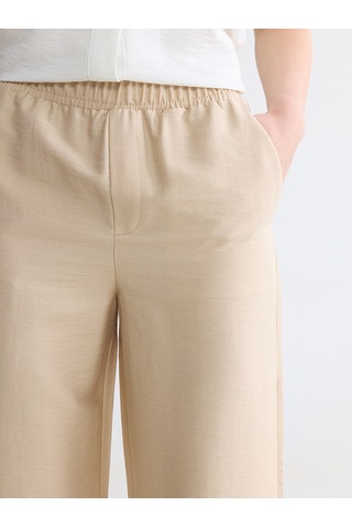 Lcw Comfort Bej Beli Lastikli Kadın Pantolon