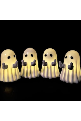 Dofolink Halloween Işıklı Vinyl Figür: Korkunç Ve Komik Karışımı - Yıldız Parmaklı Hayalet Dekorasyon Hediyesi Beyaz