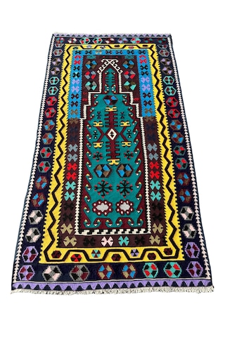 El Dokuma Sıfır Kilim Seccade 100x190 Renkli %100 Kilim