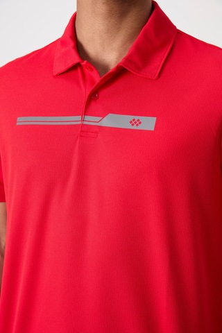 Kırmızı Nefes Alan Dokulu İnce Esnek Standart Fit Polo Yaka Erkek Performans T-shirt - 88393 Kırmızı