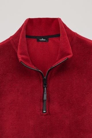 Tudors Erkek Dik Yaka Tüylenme Yapmayan Soğuk Geçirmez Standart Fit Rahat Kesim Polar Bordo Sweatshirt-30133-bordo Bordo
