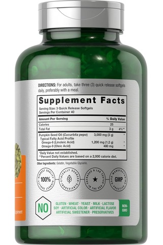 Horbäach Pumpkin Seed Oil 3000mg 120 Softgel Aromasız