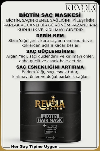 Revola Expert Shea Agan Badem Yağlı Saç Maskesi 500 Ml Biotin