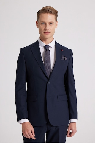 D's Damat Slim Fit Lacivert Düz Likralı Esnek Mono Yaka Çift Yırtmaçlı Astarlı Takim Elbise Lacivert