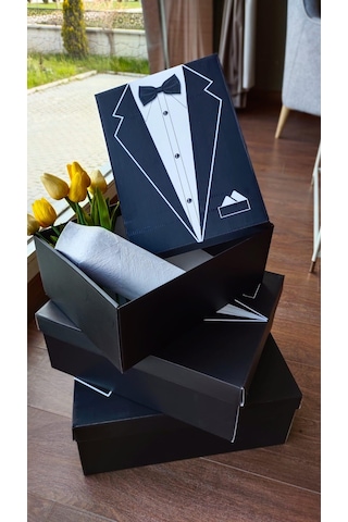 Crearthome Damat Bohçası,damat Kutusu, Çeyiz Kutu Seti 3 Lü Set