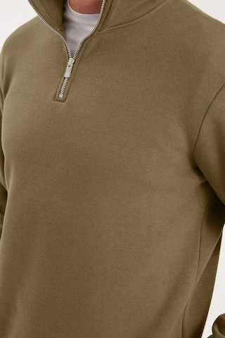 Tudors Unisex Relax Fit Rahat Kesim Pamuklu İçi Polarlı Yarım Fermuarlı Haki Dik Yaka Sweatshirt-35162 Haki