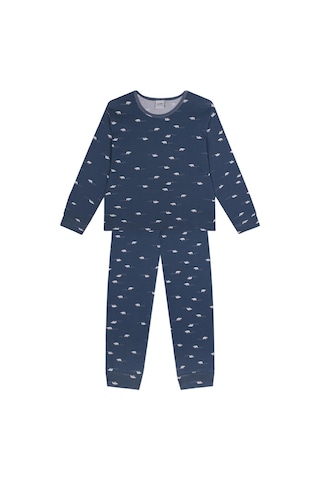 Antebies Organik Lacivert Kutup Ayısı Desenli Beli Lastikli Uzun Kollu Erkek Çocuk Pijama Takımı