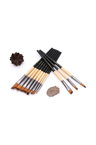 Willowhaven Zhu Tıng 18 Adet 2 Renkli Naylon Kıl Boya Fırça Seti, Bez Çanta Ve Siyah Çubuklu, Boyama Suluboya Fırçaları