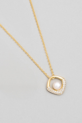 So Chic İnci Zarafeti 18 Ayar Sarı Altın Kaplama Gümüş Seti Sarı