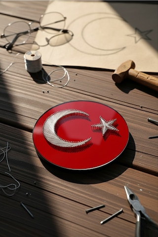 El Yapımı Ay Yıldız Filografi Tablo Türk Bayrağı Temalı Dekoratif Duvar Süsü 1