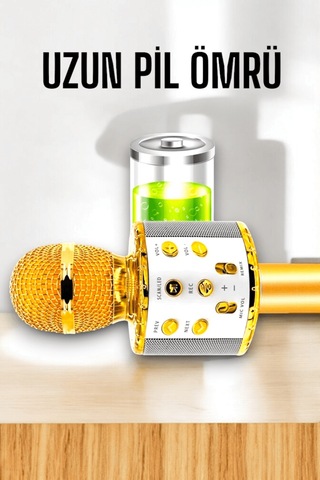 Kablosuz Bluetooth Karaoke Mikrofon Usb Ve Aux Girişli, Yüksek Ses Kalitesi - Uczkaraokemikrofon2
