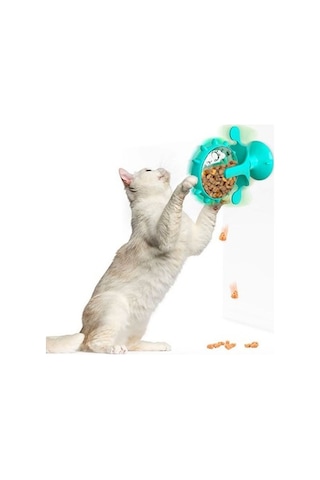 Sanec Vantuzlu Zilli İnteraktif Dönebilen Mama Kaplı Renkli Eğlenceli Eğitici Kedi Oyuncağı