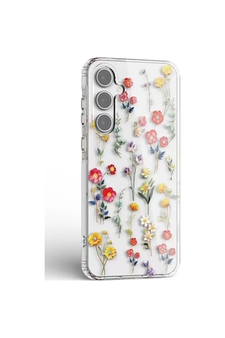 Samsung Galaxy Uyumlu A06 Kılıf Solmayan Imd Baskı Desenli, Şeffaf Tpu+pc Botanik Kapak