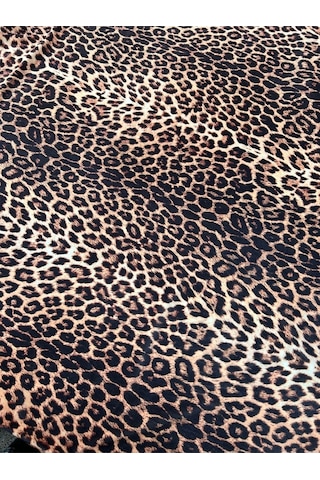 Lacis Leopar Kadife Taş Askılı Midi Boy Bodycon Elbise Leopar