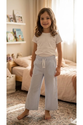 Dmb Kids Kız Çocuk Çizgili Pantolon Dmb-0804 Mavi