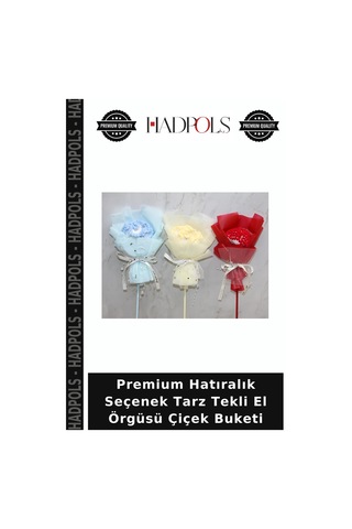 Premium Hatıralık Seçenek Tarz Tekli El Örgüsü Çiçek Buketi Çok Renkli