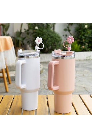 4'lü Pipet Kapak Seti, Silikon, 3 X 2 Cm, Kalibre 10 Mm, Çiçek Şekli, Bpa İçermez, Temizlemesi Kolay, Stanley Kupası İçin, Yeniden Kullanılabilir, Çok Renkli