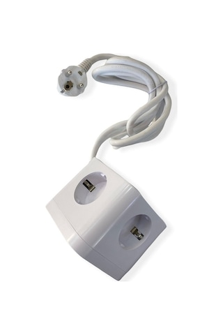 Cata CT-3002 Rubik 3'lü Akım Korumalı 4xUsb Girişli Grup Priz Beyaz