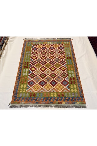 El Dokuma Afgan Kilim 100% Yün Kök Boya Harıka Desenlı Yeni Model Çok Renkli