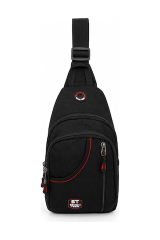 Seventeen Unisex Spor Çok Bölmeli Çapraz Askılı Body Bag Siyah-kırmızı