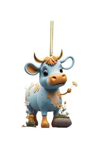 Lijinxu İnek Yılbaşı Ağacı Süslemeleri Ev Fotoğraf Sahne Oturma Odası İnek Araba Kolye Tarzı E