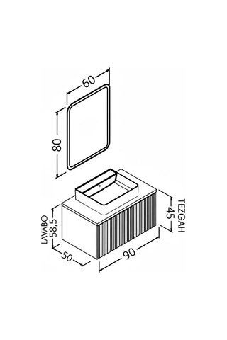Osloorz 90 Cm Antrasit Lavabolu Banyo Dolabı - Kaman Ceviz / Antrasit Kaman Ceviz
