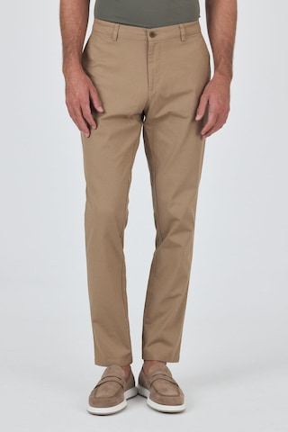 İmza Koyu Vizon Armürlü Yan Cep Düz Paça Slim Fit Pamuklu Casual Chino Pantolon 1003250120 Koyu Vizon