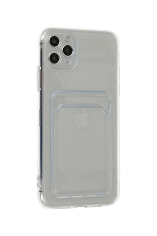 Apple Uyumlu, iPhone 11 Pro Max Kılıf Kart Şeffaf Silikon - Şeffaf Düz Renkli