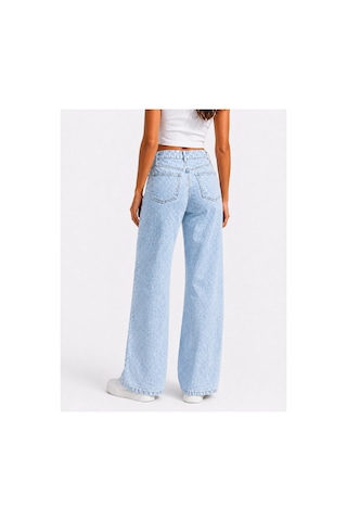 J&kstores Kadın Yüksek Bel Bol Paça Jean Kot Palazzo Pantolon Buz Mavisi