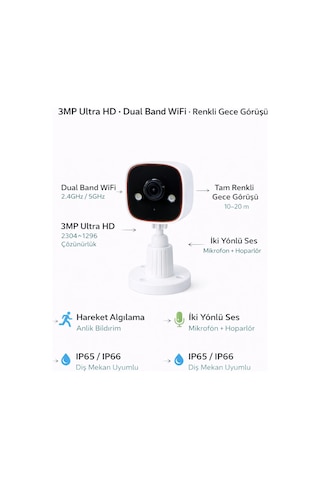 Apronx Ax-bn130 3mp 3.6mm Full Color Mikrofonlu Wıfı Kamera