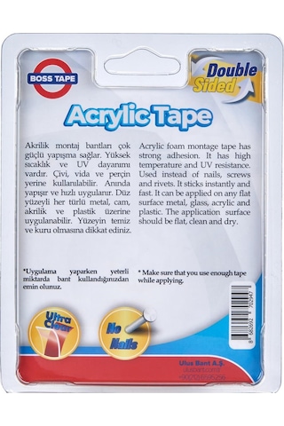 Şeffaf Çift Taraflı Akrilik Montaj Bandı-18 MM/2mt