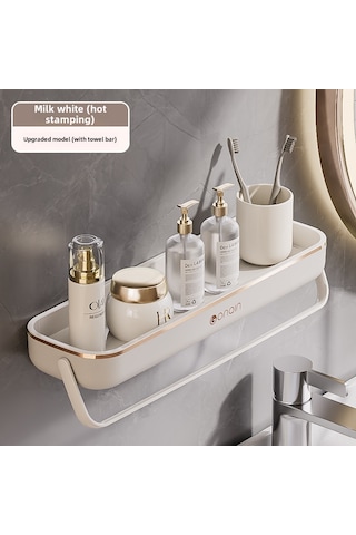 Monyee Duvar Montlu Dolap - Perde, Kozmetik Ve Küçük Eşyalar İçin Sıfır Delme Kurulum, Dayanıklı Malzeme, Toplu Alım İmkânı Süt Beyaz Folyo Altın Diğer