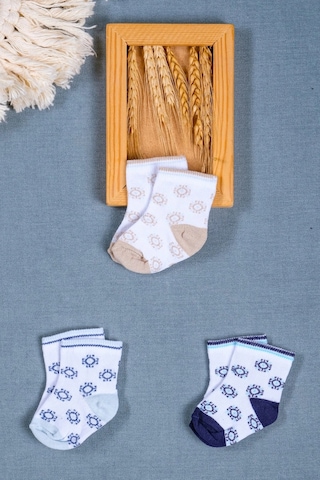 Cocole Socks Erkek Bebek Soket Çorabı 3 Lü Set Pamuklu Otantik Desenli Çok Renkli