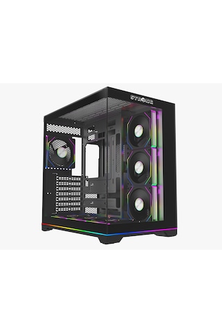 Strong Balerion 7x 120 Mm Fanlı Argb Kumandalı Şerit Ledli Atx Akvaryum Siyah Gaming Bilgisayar Kasası Powersız