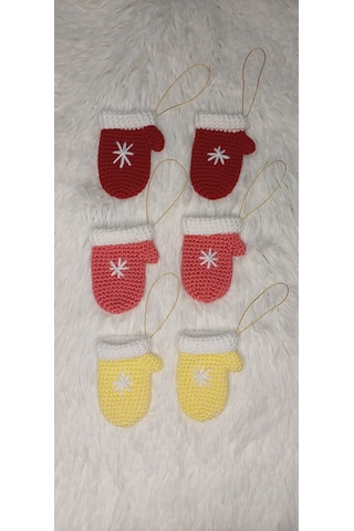 Yılbaşı Ağacı Süsü Eldiven 6 Adet - El Örgüsü 0