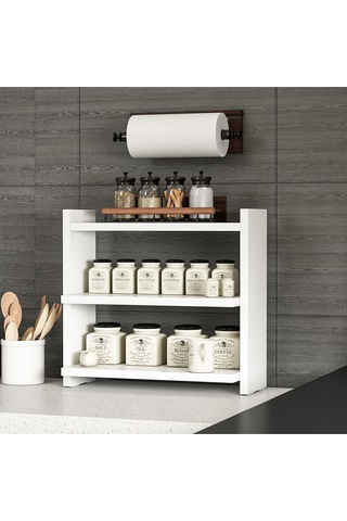 Zen Tezgah Üstü Raf - Beyaz Beyaz