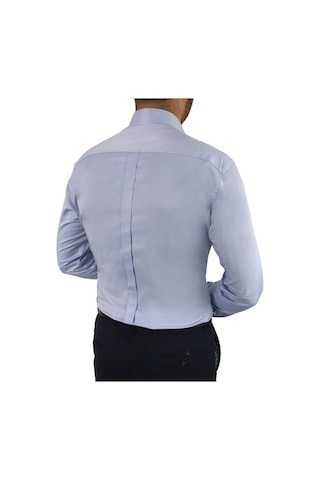 Italyan Stil Slim Fit Sivri Yaka Saten Erkek Gömlek Mavi T7215